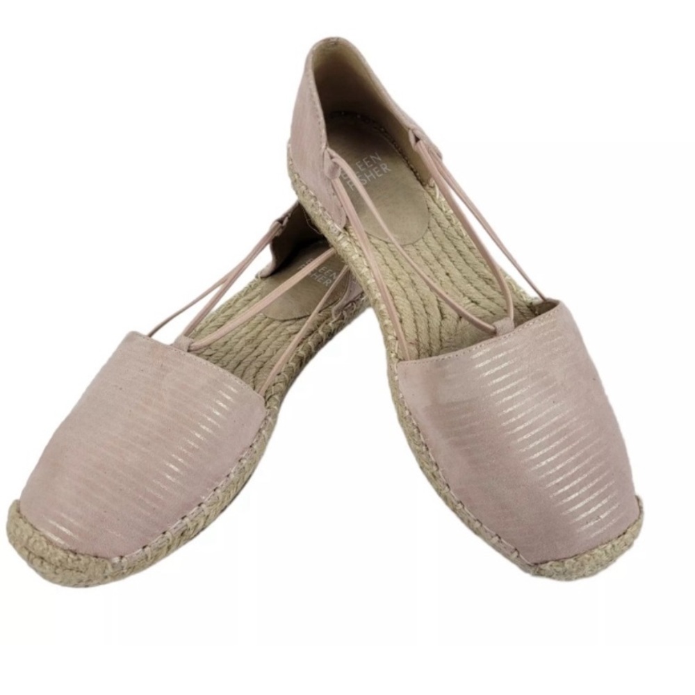 Eileen Fisher Lee Espadrille Blush Pink Leather Jute Slip-on Flats 7